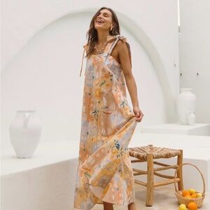 The Lullaby Club Peach and Cream Maxi Dress